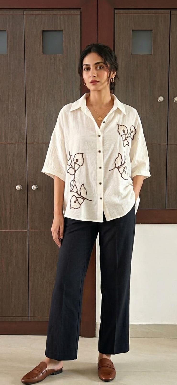 Camisa Bordada Flores