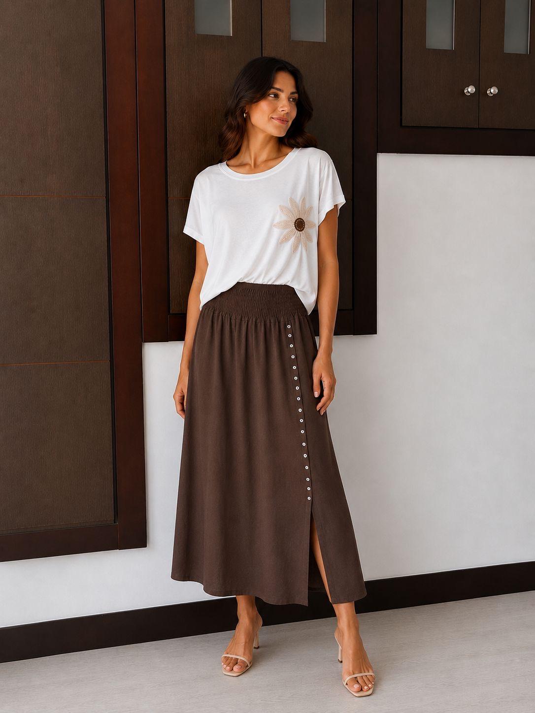 Falda Lisa Botones