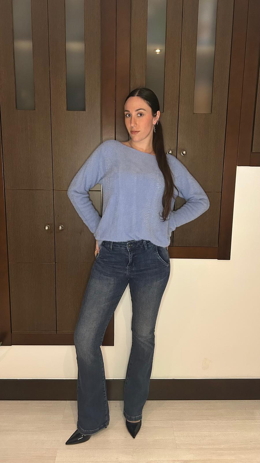 Jersey fino de pelo con cuello redondo